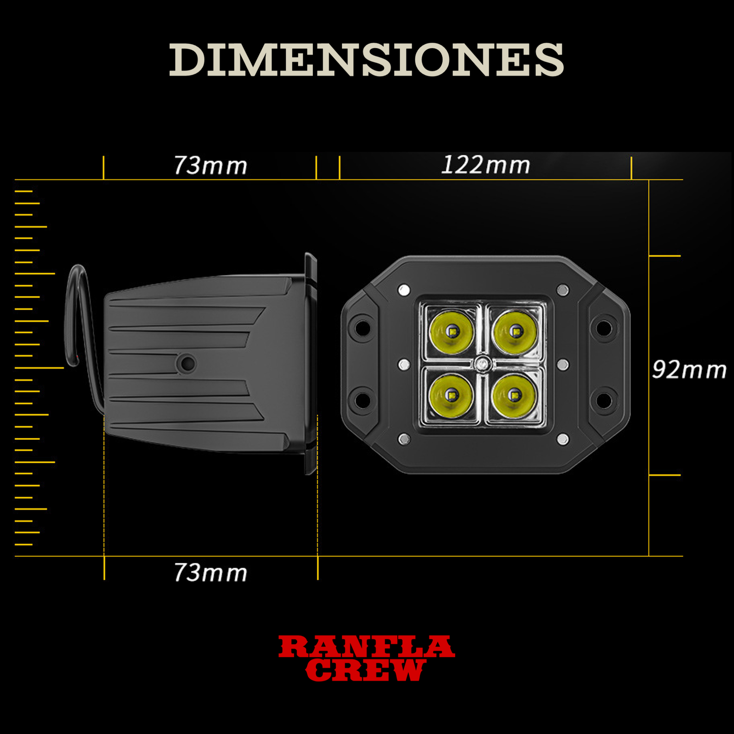 Faro Auxiliar Empotrable 4". 12W. Blanco o Ámbar. CHARLIE4-04