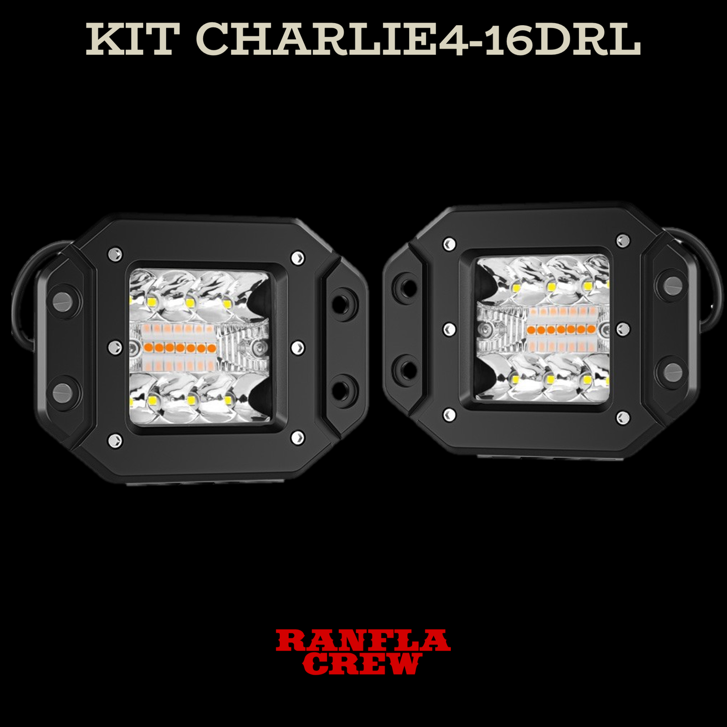 Kit de Faros Auxiliares 4" 48W. Empotrables, función dual. CHARLIE-16DRL